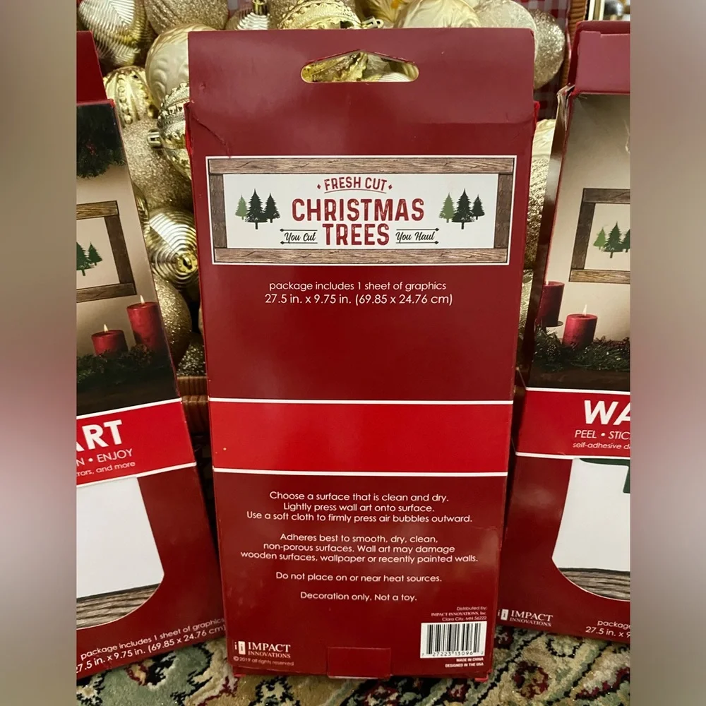 NEW W/TAGS=3 IMPACT INNOVATIONS “Christmas Tree” PEEL/STICK/REPOSITION Wall Art